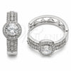 Argolla Huggie 02.267.0099.5.25 Rodio Laminado, Diseño de Cluster, con Zirconia Cubica Blanca y Micro Pave Blanca, Pulido, Rodinado