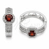 Argolla Huggie 02.267.0099.6.25 Rodio Laminado, Diseño de Cluster, con Zirconia Cubica Granate y Micro Pave Blanca, Pulido, Rodinado