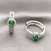 Argolla Huggie 02.267.0099.7.25 Rodio Laminado, Diseño de Cluster, con Zirconia Cubica Verde y Micro Pave Blanca, Pulido, Rodinado