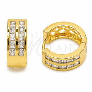 Argolla Huggie 02.267.0100.16 Oro Laminado, con Zirconia Cubica Blanca, Pulido, Tono Dorado