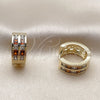 Argolla Huggie 02.267.0100.1.16 Oro Laminado, con Zirconia Cubica Granate y Blanca, Pulido, Tono Dorado