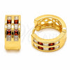 Argolla Huggie 02.267.0100.1.16 Oro Laminado, con Zirconia Cubica Granate y Blanca, Pulido, Tono Dorado