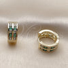 Argolla Huggie 02.267.0100.2.16 Oro Laminado, con Zirconia Cubica Verde y Blanca, Pulido, Tono Dorado