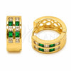 Argolla Huggie 02.267.0100.2.16 Oro Laminado, con Zirconia Cubica Verde y Blanca, Pulido, Tono Dorado