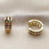Argolla Huggie 02.267.0100.4.16 Oro Laminado, con Zirconia Cubica Multicolor, Pulido, Tono Dorado