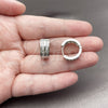 Argolla Huggie 02.267.0100.5.16 Rodio Laminado, con Zirconia Cubica Blanca, Pulido, Rodinado