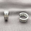 Argolla Huggie 02.267.0100.5.16 Rodio Laminado, con Zirconia Cubica Blanca, Pulido, Rodinado