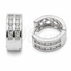 Argolla Huggie 02.267.0100.5.16 Rodio Laminado, con Zirconia Cubica Blanca, Pulido, Rodinado