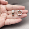 Argolla Huggie 02.267.0100.6.16 Rodio Laminado, con Zirconia Cubica Granate y Blanca, Pulido, Rodinado