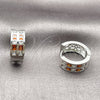 Argolla Huggie 02.267.0100.6.16 Rodio Laminado, con Zirconia Cubica Granate y Blanca, Pulido, Rodinado
