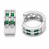 Argolla Huggie 02.267.0100.7.16 Rodio Laminado, con Zirconia Cubica Verde y Blanca, Pulido, Rodinado