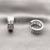 Argolla Huggie 02.267.0100.8.16 Rodio Laminado, con Zirconia Cubica Amatista y Blanca, Pulido, Rodinado