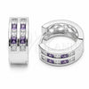 Argolla Huggie 02.267.0100.8.16 Rodio Laminado, con Zirconia Cubica Amatista y Blanca, Pulido, Rodinado