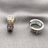 Argolla Huggie 02.267.0100.9.16 Rodio Laminado, con Zirconia Cubica Multicolor, Pulido, Rodinado