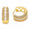 Argolla Huggie 02.267.0101.22 Oro Laminado, Diseño de Baguette y Cluster, con Zirconia Cubica Blanca, Pulido, Tono Dorado
