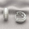 Argolla Huggie 02.267.0101.5.22 Rodio Laminado, Diseño de Cluster y Baguette, con Zirconia Cubica Blanca, Pulido, Rodinado
