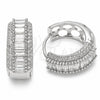 Argolla Huggie 02.267.0101.5.22 Rodio Laminado, Diseño de Cluster y Baguette, con Zirconia Cubica Blanca, Pulido, Rodinado