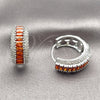 Argolla Huggie 02.267.0101.6.22 Rodio Laminado, Diseño de Cluster y Baguette, con Zirconia Cubica Granate y Blanca, Pulido, Rodinado
