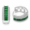 Argolla Huggie 02.267.0101.7.22 Rodio Laminado, Diseño de Baguette y Cluster, con Zirconia Cubica Verde y Blanca, Pulido, Rodinado