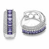 Argolla Huggie 02.267.0101.8.22 Rodio Laminado, Diseño de Baguette y Cluster, con Zirconia Cubica Amatista y Blanca, Pulido, Rodinado