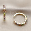 Argolla Huggie 02.267.0102.25 Oro Laminado, con Zirconia Cubica Multicolor, Pulido, Tono Dorado