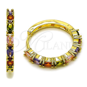 Argolla Huggie 02.267.0102.25 Oro Laminado, con Zirconia Cubica Multicolor, Pulido, Tono Dorado