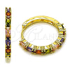 Argolla Huggie 02.267.0102.25 Oro Laminado, con Zirconia Cubica Multicolor, Pulido, Tono Dorado