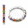 Argolla Huggie 02.267.0102.1.25 Rodio Laminado, con Zirconia Cubica Multicolor, Pulido, Rodinado