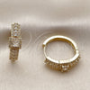 Argolla Huggie 02.267.0103.22 Oro Laminado, Diseño de Cluster, con Zirconia Cubica Blanca y Micro Pave Blanca, Pulido, Tono Dorado