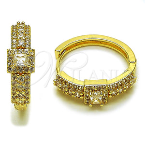 Argolla Huggie 02.267.0103.22 Oro Laminado, Diseño de Cluster, con Zirconia Cubica Blanca y Micro Pave Blanca, Pulido, Tono Dorado