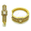 Argolla Huggie 02.267.0103.22 Oro Laminado, Diseño de Cluster, con Zirconia Cubica Blanca y Micro Pave Blanca, Pulido, Tono Dorado