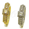 Argolla Huggie 02.267.0103.22 Oro Laminado, Diseño de Cluster, con Zirconia Cubica Blanca y Micro Pave Blanca, Pulido, Tono Dorado
