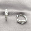 Argolla Huggie 02.267.0103.1.22 Rodio Laminado, Diseño de Cluster, con Zirconia Cubica Blanca y Micro Pave Blanca, Pulido, Rodinado