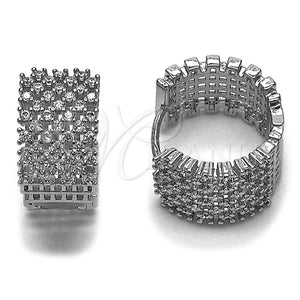 Argolla Huggie 02.267.0104.1.20 Rodio Laminado, con Zirconia Cubica Blanca, Pulido, Rodinado