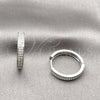 Argolla Huggie 02.267.0105.1.20 Rodio Laminado, con Micro Pave Blanca, Pulido, Rodinado