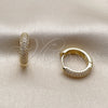Argolla Huggie 02.267.0106.18 Oro Laminado, con Micro Pave Blanca, Pulido, Tono Dorado