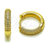 Argolla Huggie 02.267.0106.18 Oro Laminado, con Micro Pave Blanca, Pulido, Tono Dorado