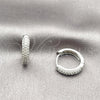 Argolla Huggie 02.267.0106.1.18 Rodio Laminado, con Micro Pave Blanca, Pulido, Rodinado