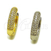 Argolla Huggie 02.267.0106.1.18 Rodio Laminado, con Micro Pave Blanca, Pulido, Rodinado