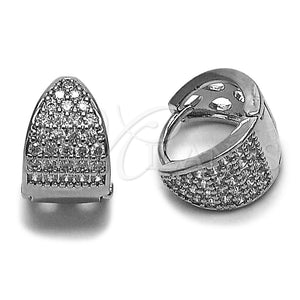 Argolla Huggie 02.195.0165.1.15 Rodio Laminado, con Zirconia Cubica Blanca, Pulido, Rodinado