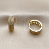 Argolla Huggie 02.267.0107.16 Oro Laminado, con Micro Pave Blanca, Pulido, Tono Dorado