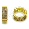 Argolla Huggie 02.267.0107.16 Oro Laminado, con Micro Pave Blanca, Pulido, Tono Dorado