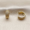 Argolla Huggie 02.267.0108.16 Oro Laminado, con Micro Pave Blanca, Pulido, Tono Dorado