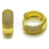 Argolla Huggie 02.267.0108.16 Oro Laminado, con Micro Pave Blanca, Pulido, Tono Dorado