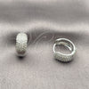 Argolla Huggie 02.267.0108.1.16 Rodio Laminado, con Micro Pave Blanca, Pulido, Rodinado