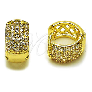 Argolla Huggie 02.267.0069.1.15 Oro Laminado, con Zirconia Cubica Blanca, Pulido, Tono Dorado