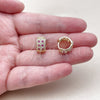 Argolla Huggie 02.267.0069.2.15 Oro Laminado, con Zirconia Cubica Rubi y Blanca, Pulido, Tono Dorado
