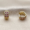 Argolla Huggie 02.267.0069.2.15 Oro Laminado, con Zirconia Cubica Rubi y Blanca, Pulido, Tono Dorado
