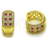 Argolla Huggie 02.267.0069.2.15 Oro Laminado, con Zirconia Cubica Rubi y Blanca, Pulido, Tono Dorado