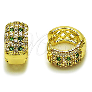 Argolla Huggie 02.267.0069.3.15 Oro Laminado, con Zirconia Cubica Verde y Blanca, Pulido, Tono Dorado